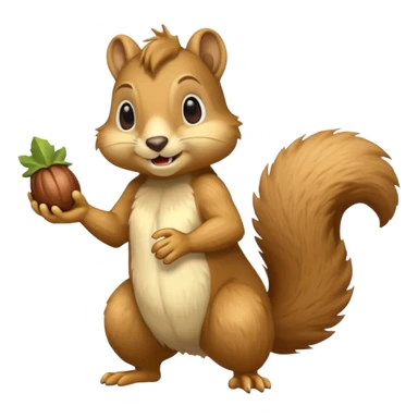 saber-toothed squirrel character with acorn, full body sticker
