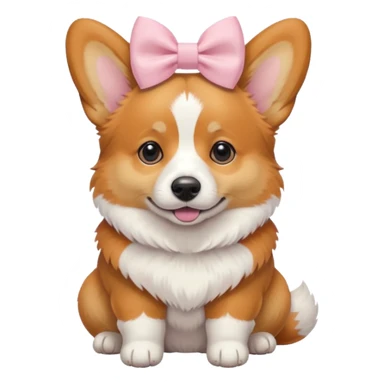 corgi with a pastel pink bow, sitting sticker