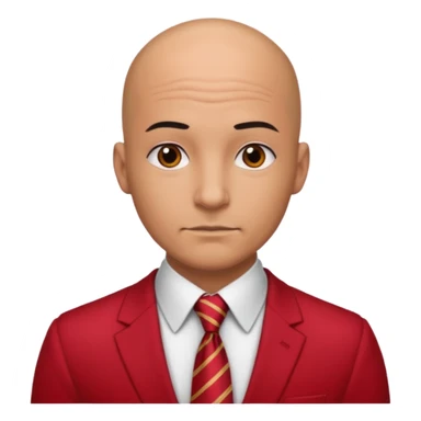 man Bald with red necktie, red dress,tatto. sticker