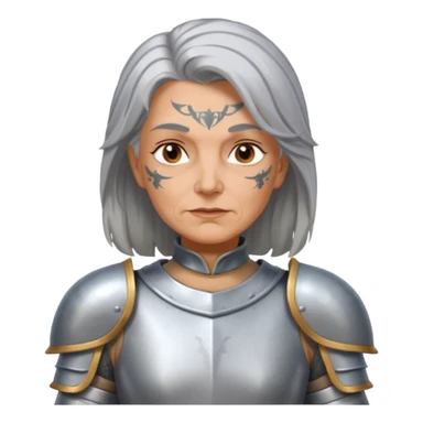 elderly tattooed knight, tattooed shoulder, long hair, female sticker