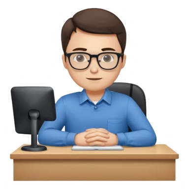 employee sitting at a desk full body sticker