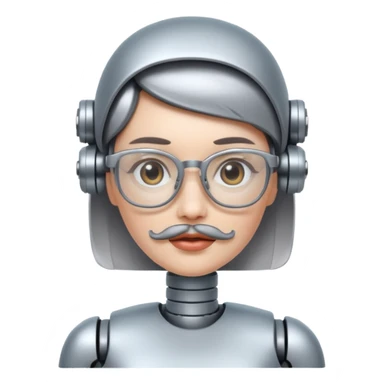 robotic woman with glasses mustache  sticker