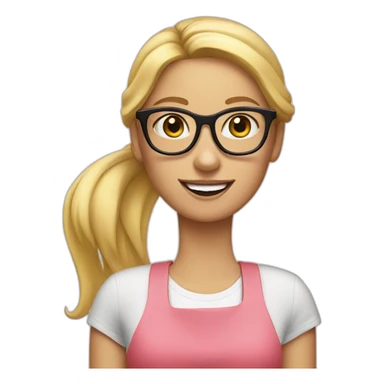 Blond girl with ponytail and black glasses eating salmon  sticker