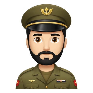 male soldier black hair and beard style remove cap sticker