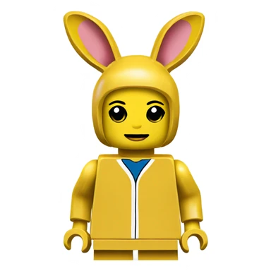 Yellow basic lego human full body wearing rabbit costume sticker