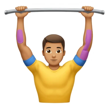 Homem amarelo fazendo barra fixa mostrando as costas sticker