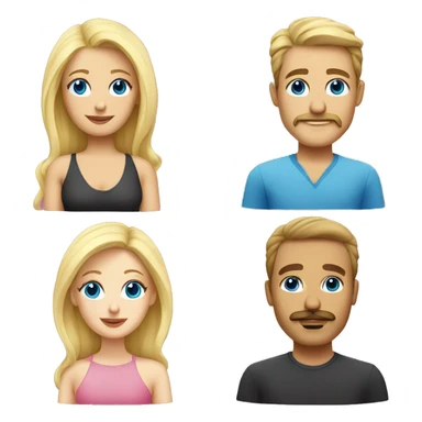 Couple woman with pink hair blue eyes man with mustache and shoulder length blonde hair sticker