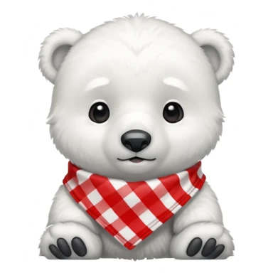 baby polar bear wearing a red and white checkered Neckerchief sticker