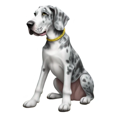 Blue Merle Great Dane eating a banana sticker