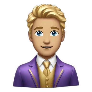 Posh-boy-with-golden-suit-and-blue-eyes-and-rainbow-unicorn-hair sticker