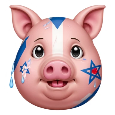 israeli pig with israel flags everywhere crying sticker