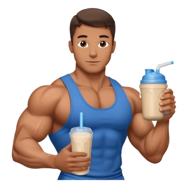 bodybuilder holding protein shake sticker