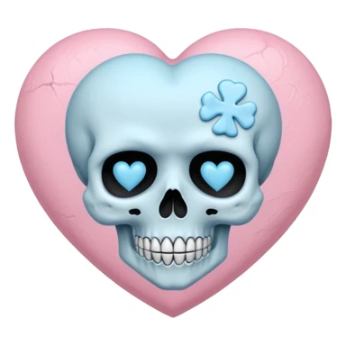 pastel goth heart with baby blue skull sticker
