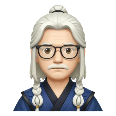white long hair samurai with glasses sticker