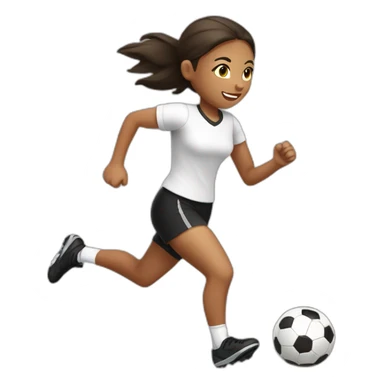 Girl running with a soccer ball wearing White short and black shorts sticker