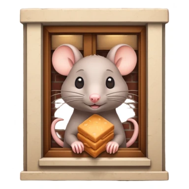 cute rat peeking out of a restaurant building sticker