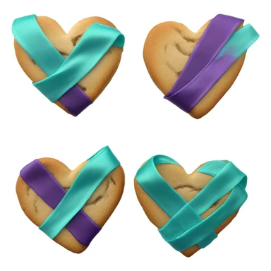 Heart cookie, teal purple suicide awareness ribbon sticker