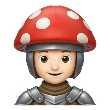 mushroom knight portrait, head and shoulders only, mushroom cap helmet, tiny armor collar, heroic smile, fantasy vibe, 3D cartoon, mobile game icon style, clean background, no text, no watermark
 
 sticker