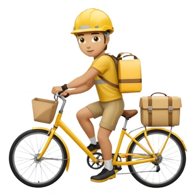 Courier + yellow helmet + delivery bag, City Cyclists. sticker