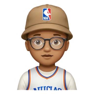 hat and glasses child with nba jersey sticker