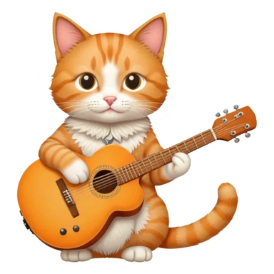 Cat holding guitar sticker