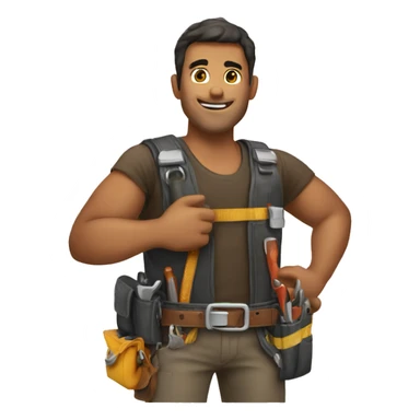 Guy with tool belt on sticker