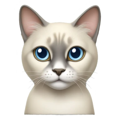 Thai breed cat with a light cream body, dark gray face, ears, and paws. Short fur, sharp ears, and striking light blue eyes with an intense gaze. sticker