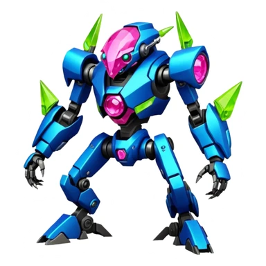 Edgy badass toxic poisonous shaky cool awesome epic sapphire emerald citron topaz magenta radioactive faulty rue ruby Tropical Futuristic Modern Mecha-Fakémon-hybrid-creature (full body)  sticker