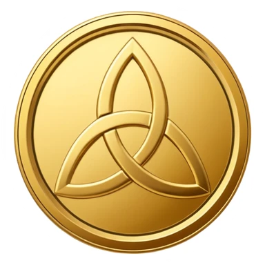 Gold coin with a triquetra and an overlapping triangle on it sticker
