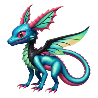 Spooky ghastly oily scaly stitched colorful Salandit-Flygon-Sylveon-Umbreon-fusion-Pokémon-hybrid-creature  sticker