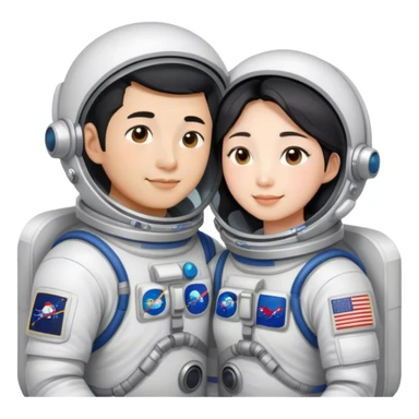 Asian Astronaut couple cuddling  sticker