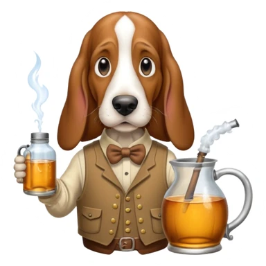 hillbilly basset hound with moonshine and a gun sticker