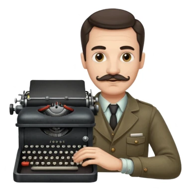 moustache man with vintage typewriter sticker