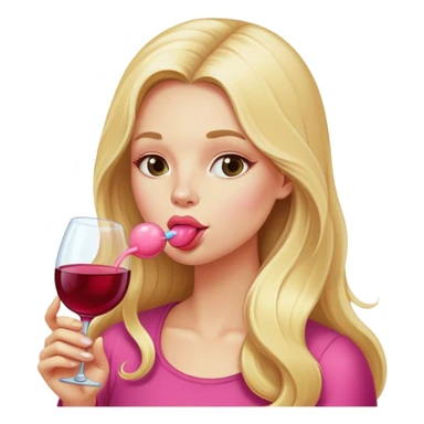 Long Blonde blowing bubblegum wine sticker