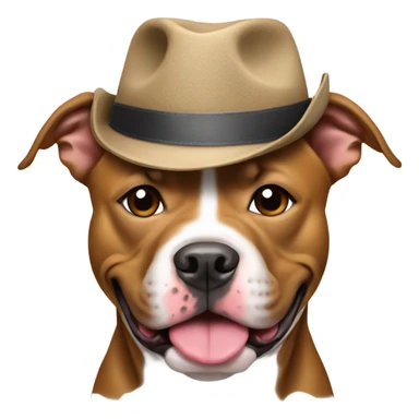Pit bull wearing a hat sticker