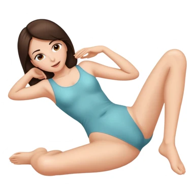 Naked brunette woman with straight hair, big ass lying on her back with her legs spread and her cunt close up  sticker