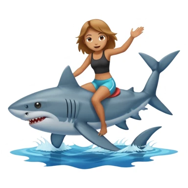 shark with girl riding back  sticker