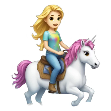 Girl-riding-rainbow-unicorn-in-water-frozen-cube sticker