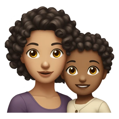 Brunette fair skinned woman with dark brown eyes holding black haired toddler girl with curly hair and brown eyes  sticker
