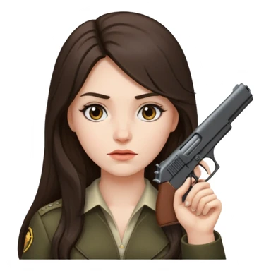 A brunette with long hair girl who is about to kill herself witha gun pointed at her temple sticker
