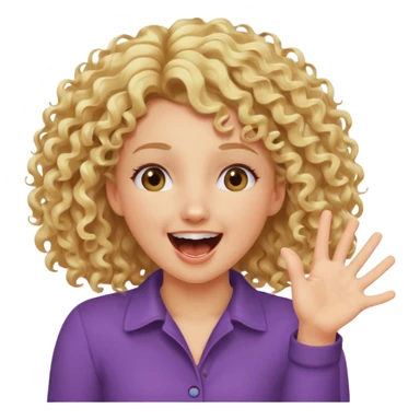 Emoji di ragazza bionda riccia che urla felice e mette una mano ben aperta in faccia davanti gli occhi sticker