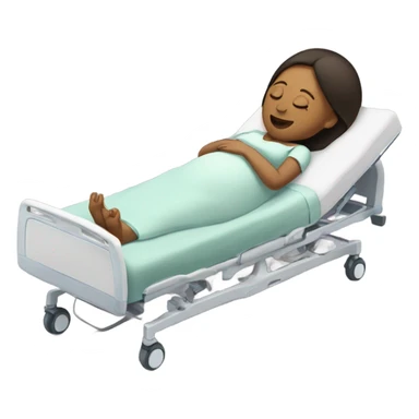 pregnant women in a hospital bed with her eyes closed  sticker
