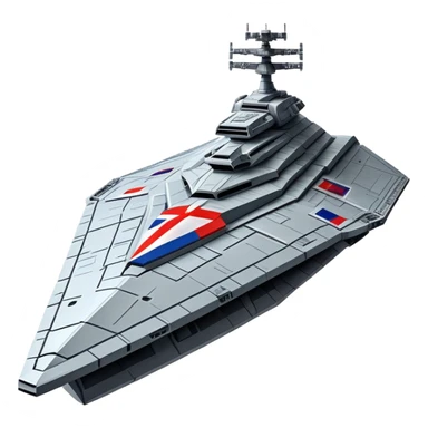 Giant star destroyer style Russian spacecraft with flag pattern on hull sticker