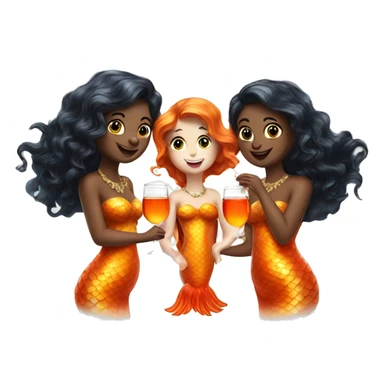 Three beautiful mermaids drinking aperol sticker