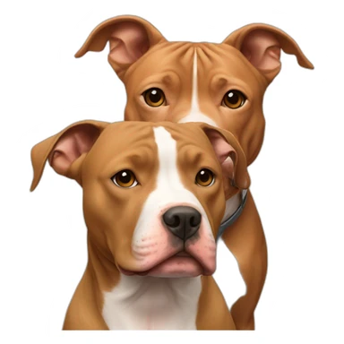 One Tan pitbull with white strip on her face next to with one copper pitbull sticker