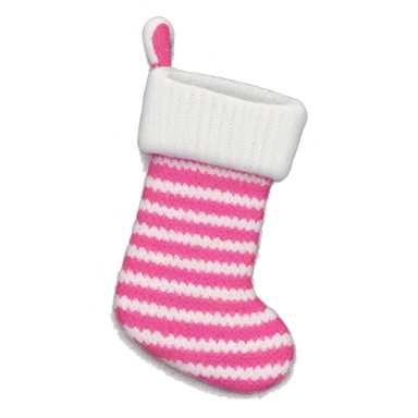 white and pink knit christmas stocking sticker