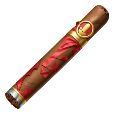 Emoji-style cigar icon, dark brown wrapper, subtle smoke, minimalistic, clean silhouette, metal details, no gold sticker