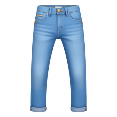 A 3D cartoon sky-blue  jeans with pockets and stitching details, casual slim fit, clean isolated background, Memoji-style. sticker