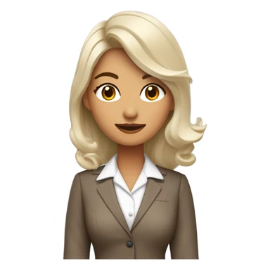 Arquitecto mujer joven con piel blanca y pecas en el rostro , cabello rizado café vestida con un traje sastre contemporáneo y moderno color beige y mocasines contemporáneos  sticker