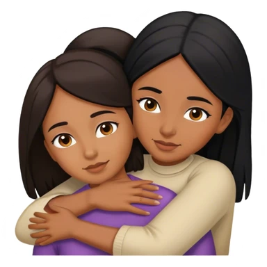 sister-hugging with black hair with brown skin color on both  sticker